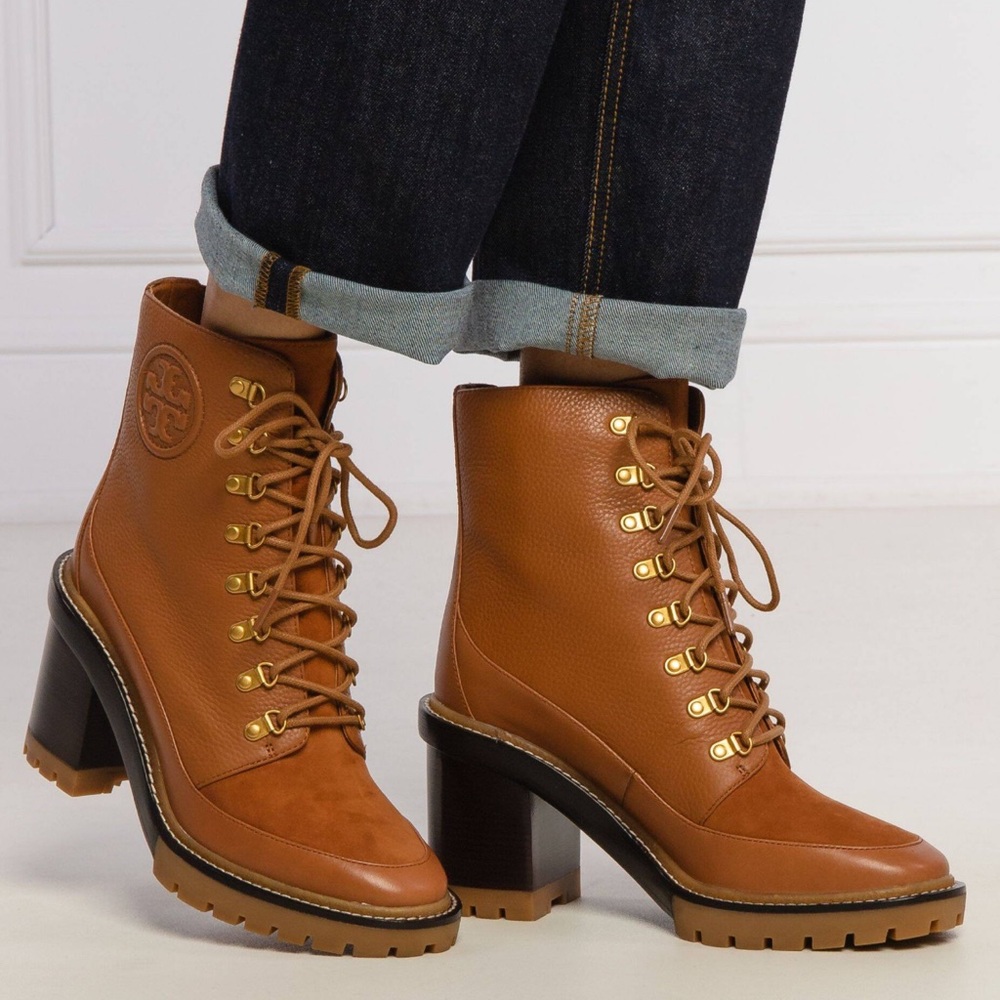 Tory Burch Miller Mixed-Materials Lug Sole Boot